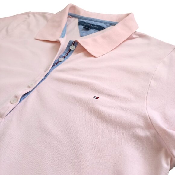 Tommy Hilfiger Women’s Polo Shirt Size L Pink Short Sleeve - Picture 4 of 11
